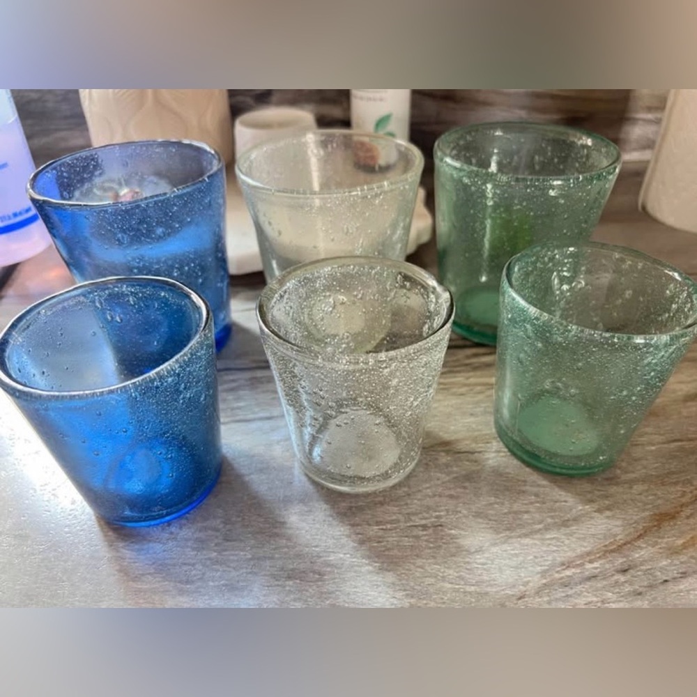 Pottery Barn seeded glass votives